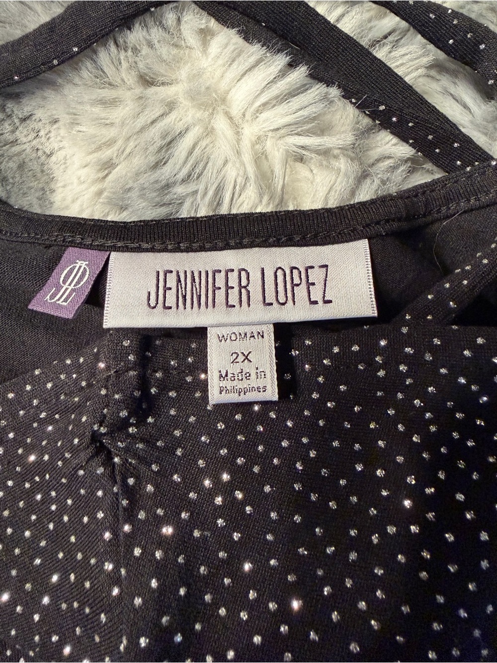 Jennifer Lopez Sparkly Black Top Blouse 2X BN $20